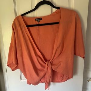 Orange tie front shirt size small